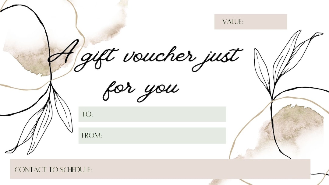 Beautiful Gift Certificate Printable Digital Download Gift Card ...