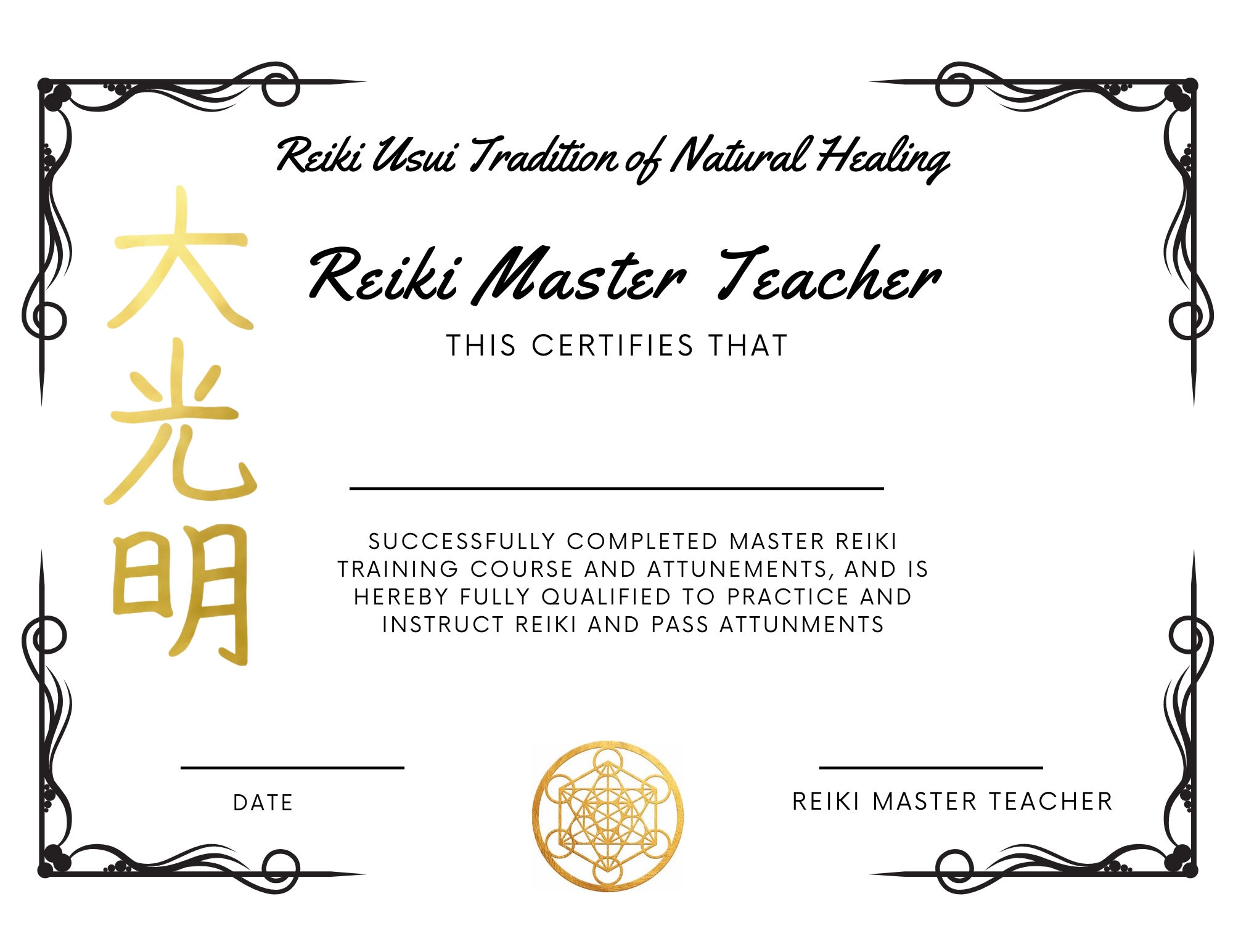 Master Reiki Certificate - Etsy
