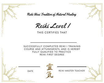 Reiki Level 1 Certificate Gold
