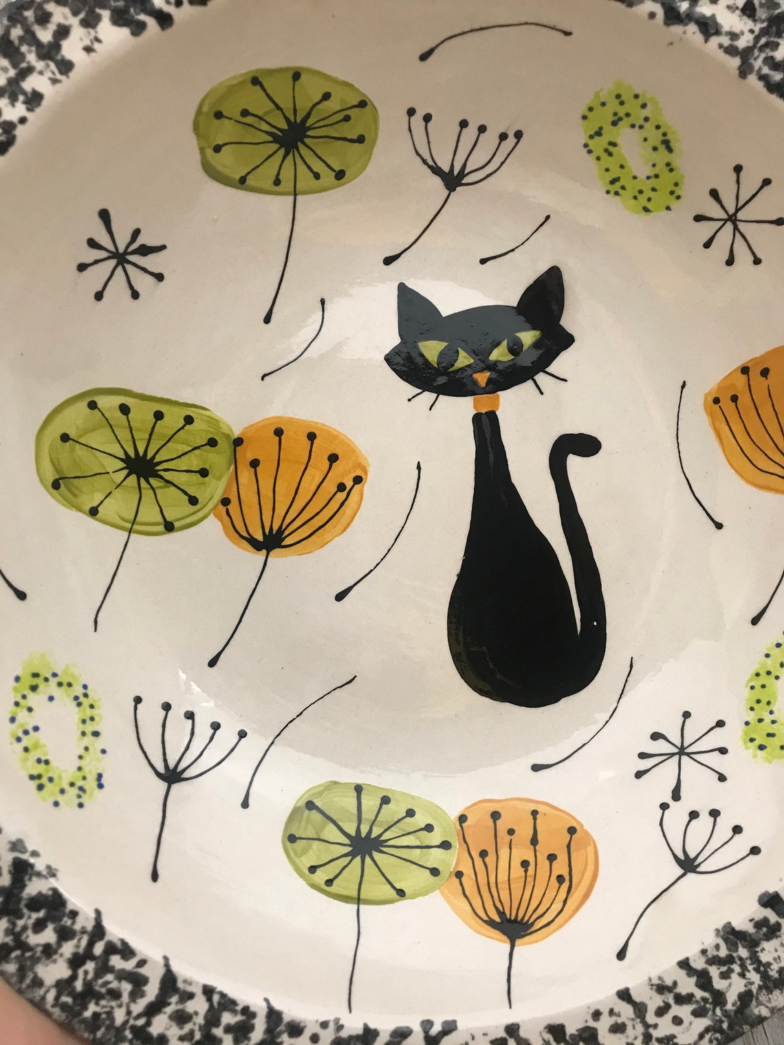 Retro Serving Bowl w/Black Cat Etsy