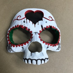 Sugar Skull Mask; 3D Printed, Hand painted