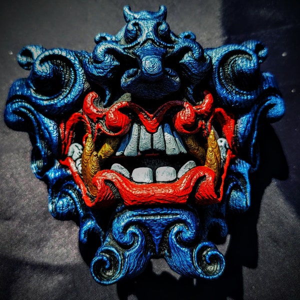 Custom Painted 3D Printed Japanese Blue Demon Oni Mask