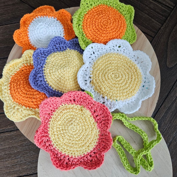 KIDS!!! FLOWER Crochet handbag, Crochet kids PURSE, Small Bag crochet, Handmade Crochet, Phone kids crochet Purse flower.