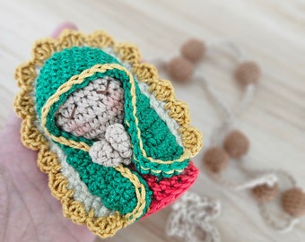 Handmade Our Lady of Guadalupe Rosary: Crochet Virgin Mary, Red Green Gold