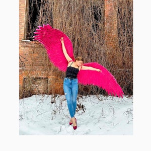 Red angel wings cosplay costume women phoenix bird festival dragon wings hawks glitter dance