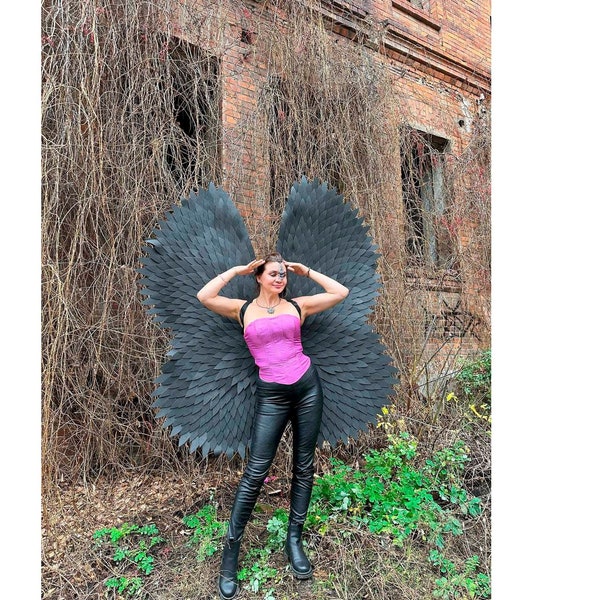 Devil  black wings angel costume adult moveable wings demon wings costume contest cute satan burning man costumes women me male wingsn