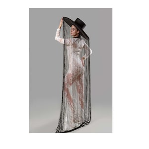 Black long fringe hat for women new year photo shoot fringe hat big costume accessories maternity hat photo shoot