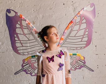 Purple wings butterfly wings costume Iridescent  fairy wings cosplay  magic halloween festival kids adult