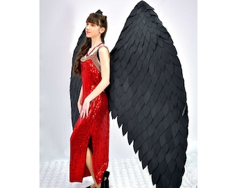 写真撮影用の黒い天使の羽の衣装、大きな悪魔の悪魔のコスプレの羽