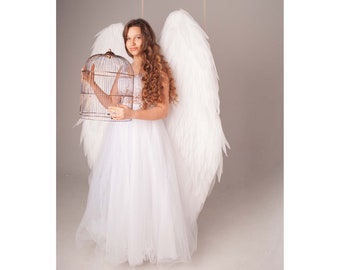 Treatürself angel wings long dress White treat urself angel
