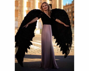 Devil  black wings angel costume adult moveable wings demon wings costume contest cute satan burning man costumes women me male wingsn