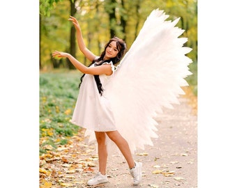 White Angel Wings Costume, Large Cosplay Wings for Adults, Fairy Costume Accessory, Prop Fantasy Photo Shoot Outfit