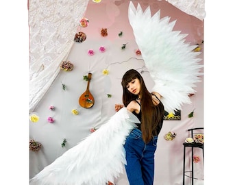 White bird arm wings bird costume cosplay flexible arm wings halloween costume moveable  white angel for women and children festival dance