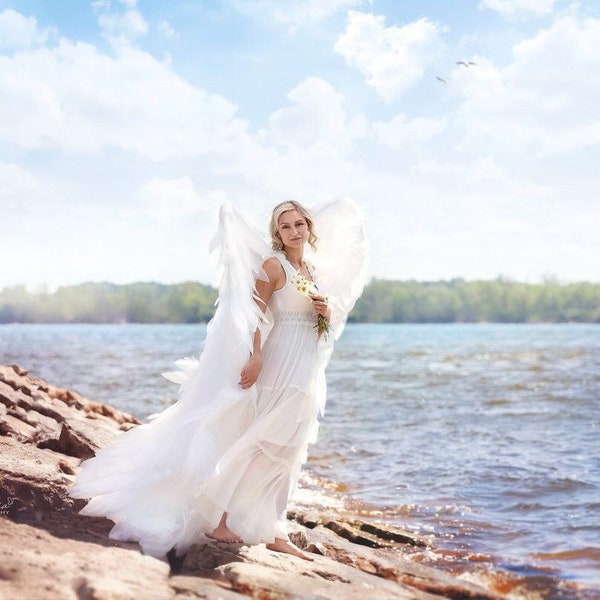 Сosplay costume white big  photo props birthday girl outfit carnival costume maternity  big angel wings