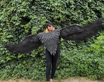 ハロウィン用ゴシックブラックエンジェルウィング - 男女兼用大人用コスチュームコスプレウィング