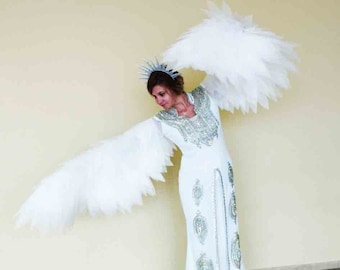 Bird  costume wings cosplay moveable wings white angel for women and children festival dance
