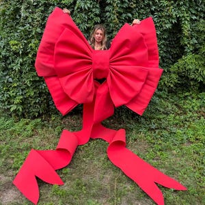 Large Red Christmas Bow, Giant Outdoor Bow, Extra Large Gift Bow, Oversized Car Bow, Large Christmas Bows, Holiday Decor