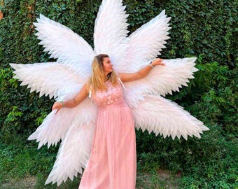 Seraphim Angel Wings Set of 8, Fantasy Anime Cosplay Wings for Photoshoots & Costumes
