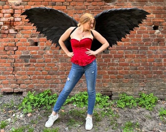 黒天使の羽 カーニバル衣装 羽 写真小道具 ハロウィン衣装 コスプレ