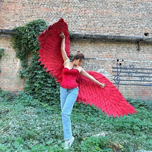 Red angel wings cosplay costume halloween  women  dragon wings hawks large dragon wings  sexy gothic  steampunk