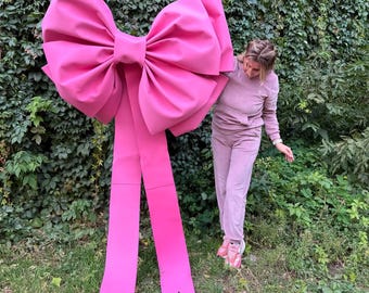 Large pink bow for Christmas decor | Large bow for holiday decorations | Oversized bow | Gift wrap | Wreath bow | Indoor outdoor decoration