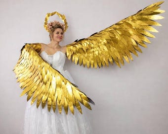 dinghaole Ailes de fée Blanches pailletées pour Adultes et Grands Enfants, Ailes d'ange pour Adultes, Costume de fée des Dents, Ailes de fée pour Halloween( Contient des bâtons de fées