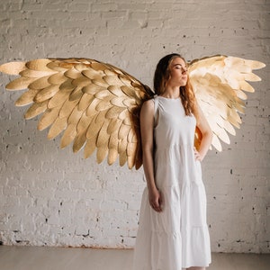 Gold angel wings adult costume cosplay golden birthday  iridescent wings angel wings girls woman large wings phoenix costume