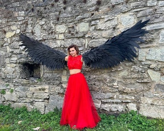 Black angel wings costume cosplay props devil large  big angel wings  halloween party festival