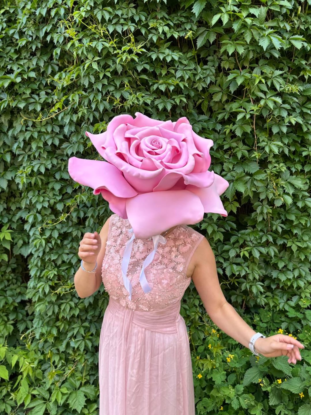 Pink Rose Hat for Photoshoots, Festivals, Costume Parties 