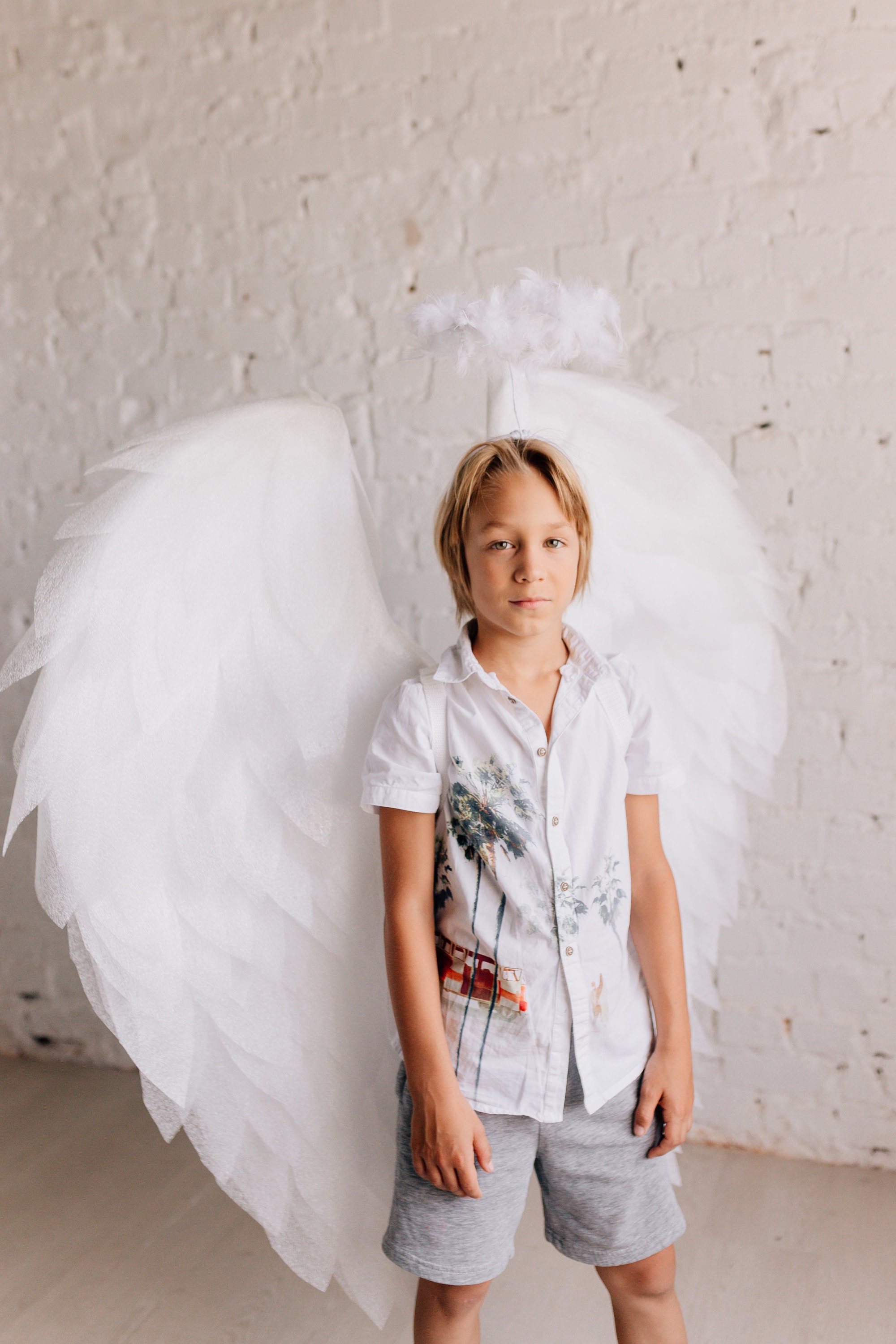 Disfraz de alas de Ángel para niños, accesorios para fotos de alas