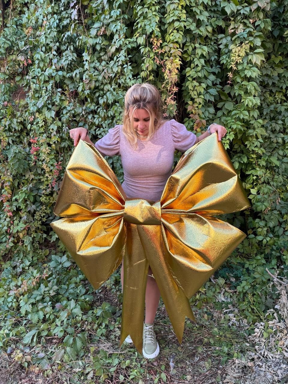 gold bow for dress Baby Girl Big Bow Back Party Dress, Champagne / 10T