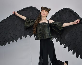Alas de ángel negras, disfraz de carnaval, alas, accesorio fotográfico, disfraces de Halloween, cosplay, mujer, hombre - España Alas de ángel negras, disfraz de carnaval, alas, accesorio fotográfico, disfraces de Halloween, cosplay, mujer, hombre - España