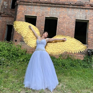 golden wings of an angel cosplay royal wings, Christmas angel costume photo shoots, Shining wings, Photo props ,Golden angel wings