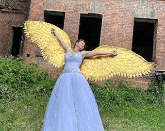 golden wings of an angel cosplay royal wings, Christmas angel costume photo shoots, Shining wings, Photo props ,Golden angel wings