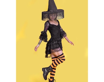Witch Hat with Fringe | Halloween Costume Accessory | Black Pointed Hat for Witches, Cosplay, Party & Festival Outfit