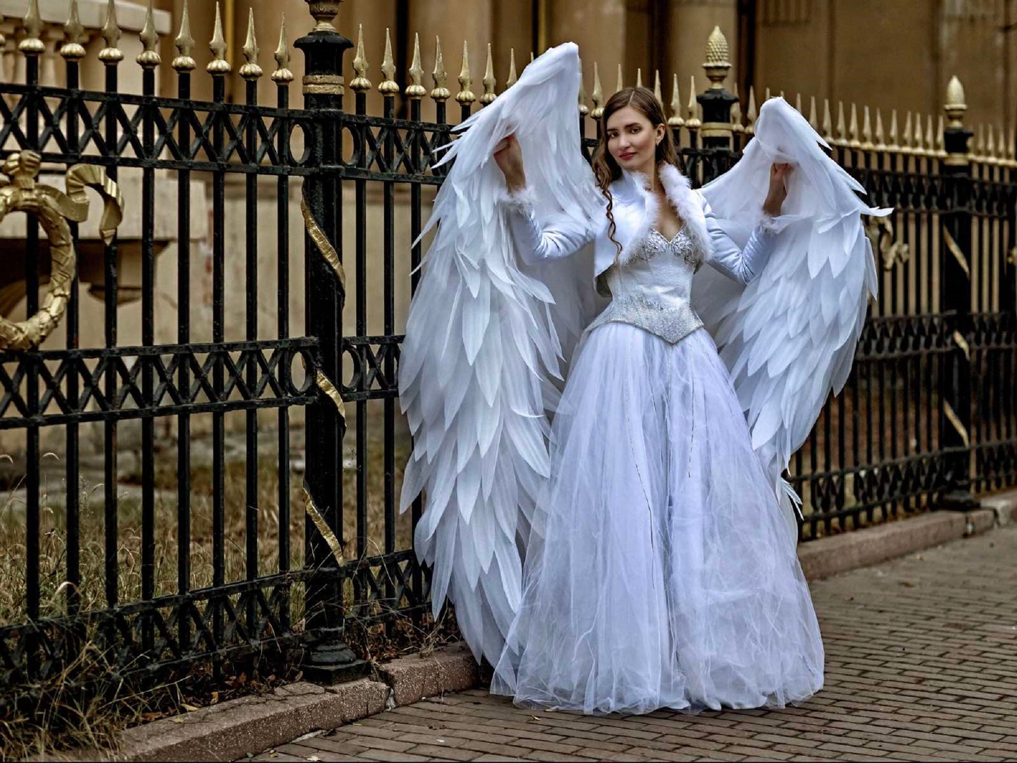 White Angel Wings Halloween Costume Sexy Cosplay Adult Christmas