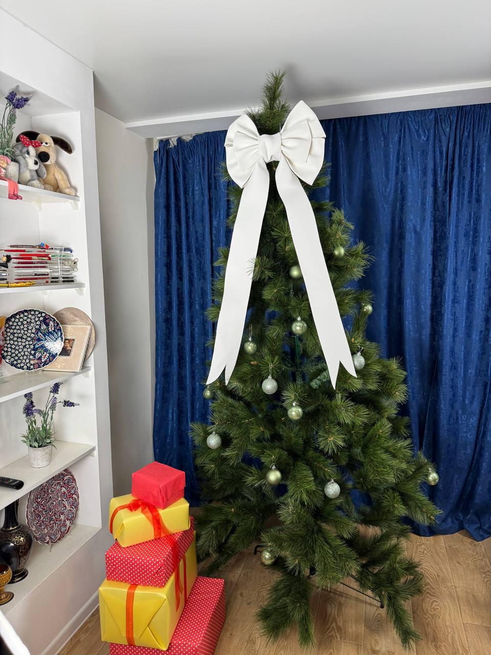 Fiocco Per Albero Di Natale JOIEDOMI 114 Cm - Blu E Argento Con Fiocchi Di Neve E Glitter - Decorazione Per Albero, Finestre, Regali