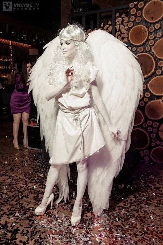 Costume da Cupido con ali bianche, costume da angelo per Halloween -   Italia