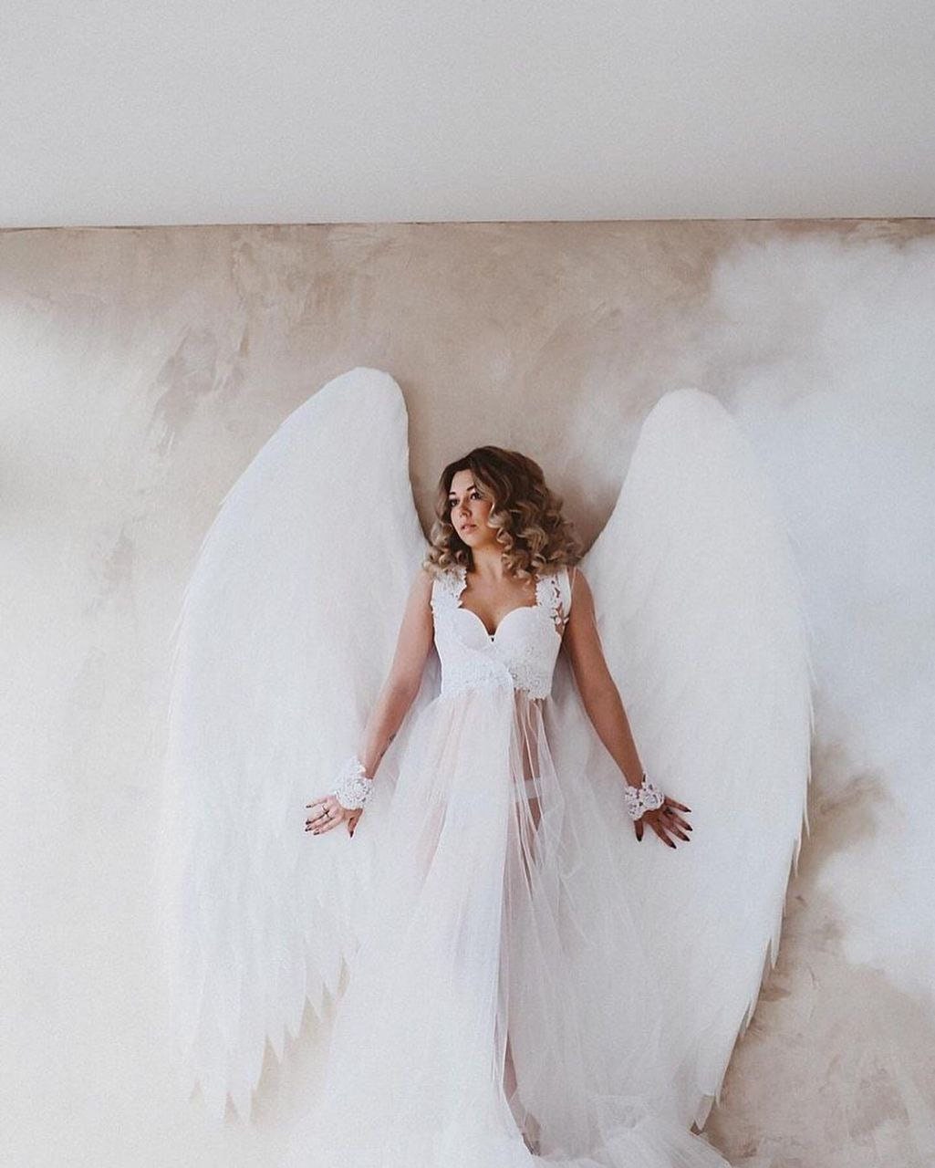 Treatürself angel wings long dress White Extra Large White Feather Angel Wings | Giant Guardian Angel