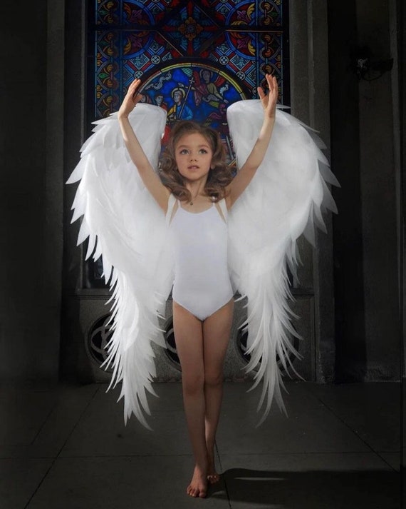 Alas de ángel para niños, alas de plumas de ángel, blanco, para adultos,  Halloween, regalo único de Navidad