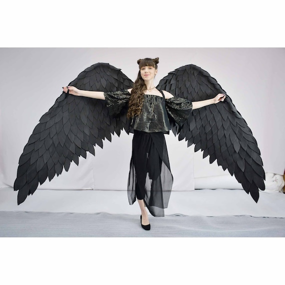 黒天使の羽 カーニバル衣装 羽 写真小道具 ハロウィン衣装 コスプレ