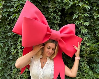 Headband with giant bow pink color Halloween headband, wedding hair accessories, unique hair accessories, LGBT gifts