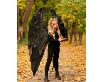 黒天使の羽 カーニバル衣装 羽 写真小道具 ハロウィン衣装 コスプレ