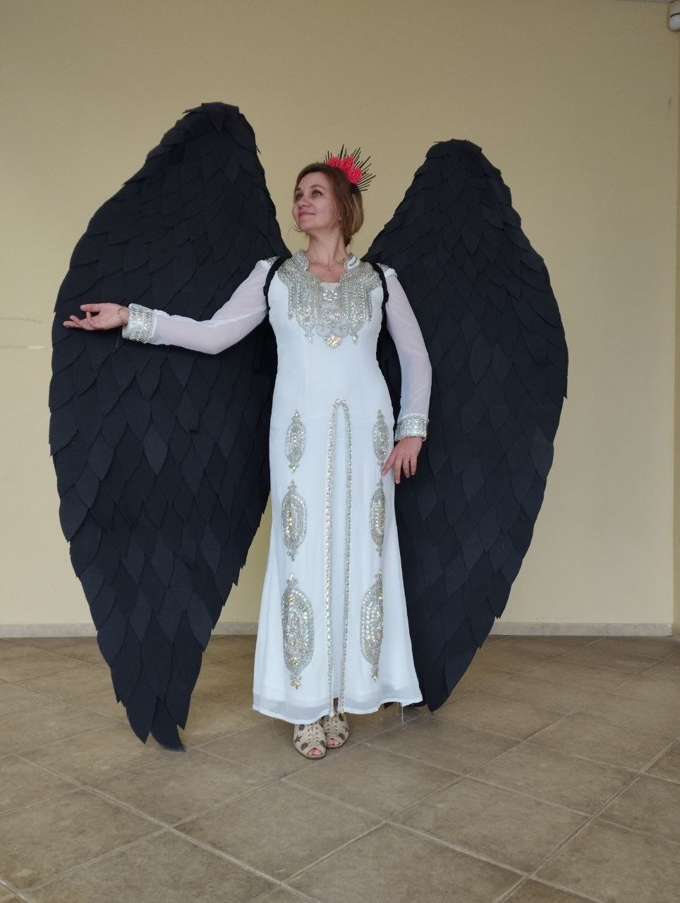 写真撮影用の黒い天使の羽の衣装、大きな悪魔の悪魔のコスプレの羽