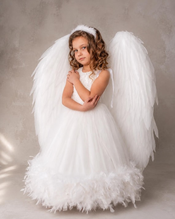 angel costume white dress Furbevo Adult Women Angel Gown with Angel Wings and Halo Magic Wand Fullset (white, XS) : Clothing, Shoes & Jewelry the wings are lightweight and comfortable for kids Underwraps Lil Angel Light Up