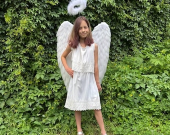 Ali D'Angelo Nere Con Aureola - Costume Halloween In Piume Per Adulti E Bambini, 60x45 Cm - Foto 9