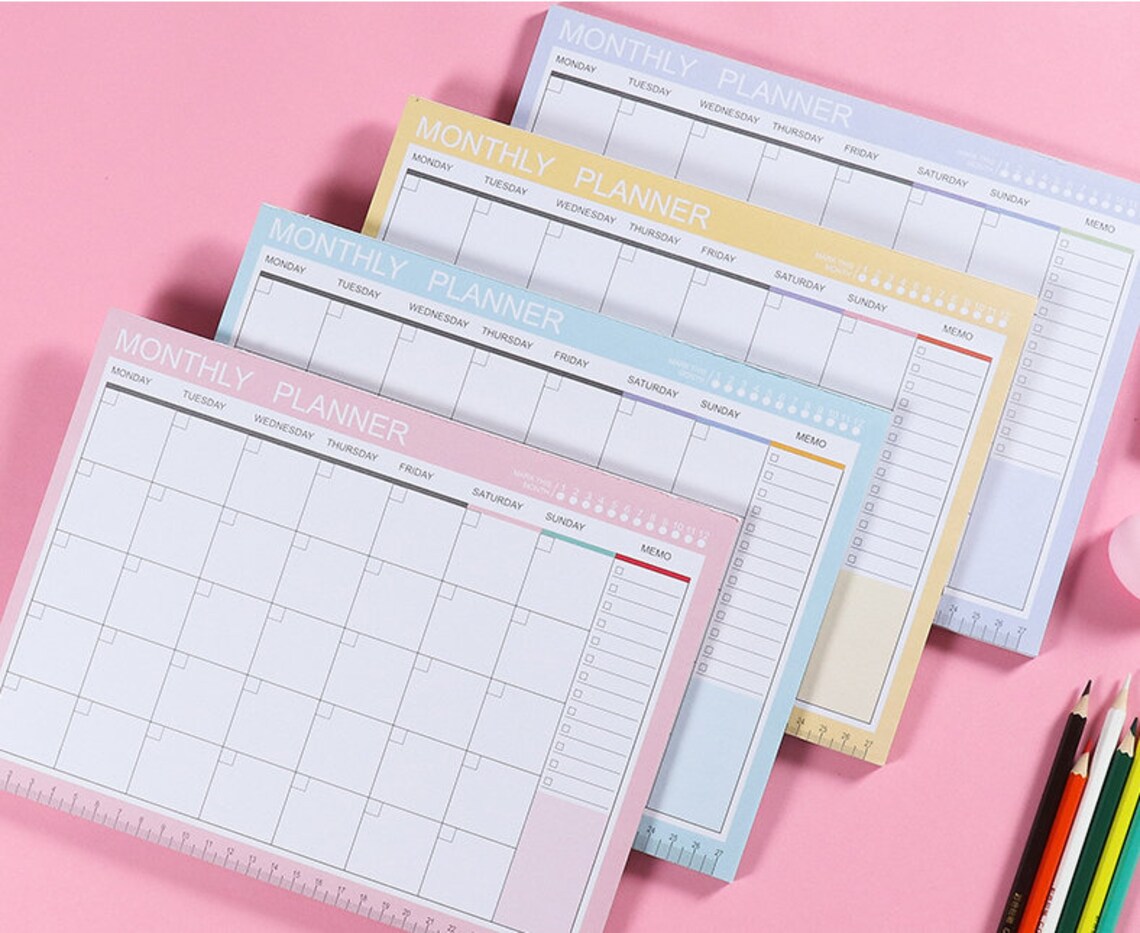 Undated Tearable Monthly Planner Pad physical 11.6 X Etsy