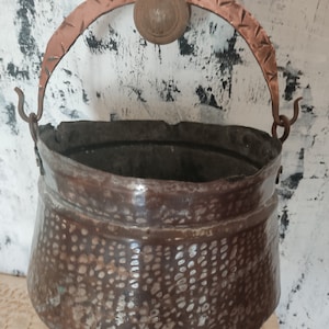 Antique Stunning Copper Cauldron,Antique Copper Pot,Antique Copper Pot,Copper Tableware