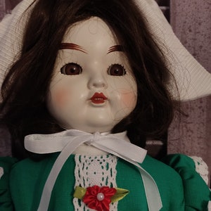 Große antike Art Porzellanpuppe, Vintage Porzellanpuppe 60 cm, schöne Porzellanpuppe