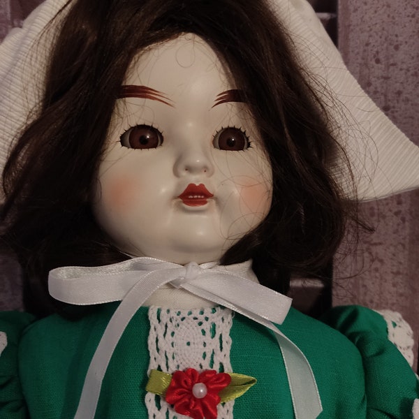 Muñeca de porcelana grande tipo antiguo, muñeca de porcelana vintage 60 cm, hermosa muñeca de porcelana